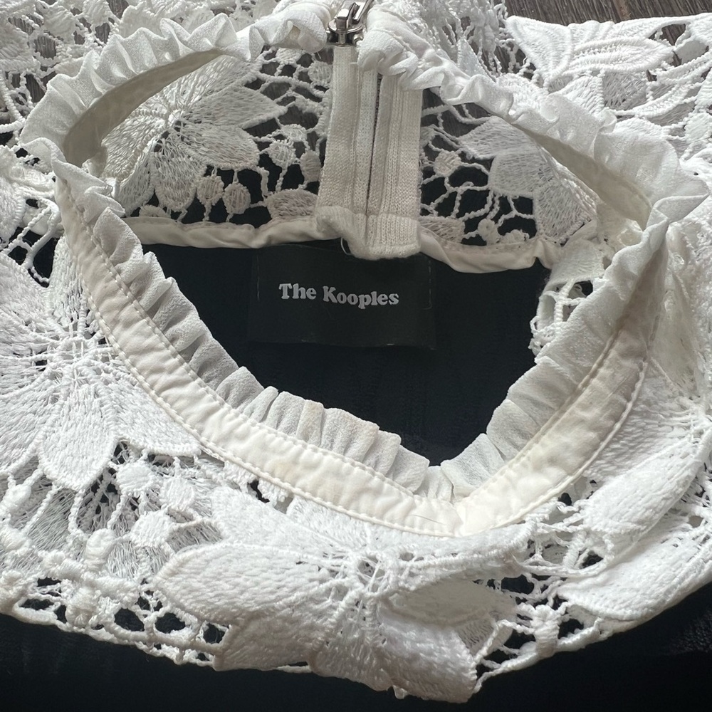 The Kooples lace collar compression knit romantic cold shoulder mini dress - Picture 4 of 16